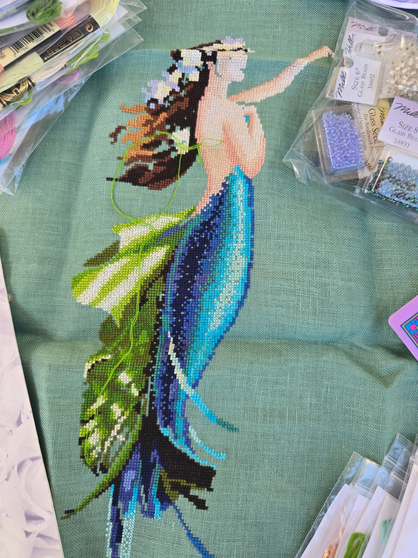 Mirabilia - Siren and the Shipwreck - Partially Completed Cross Stitch Kit