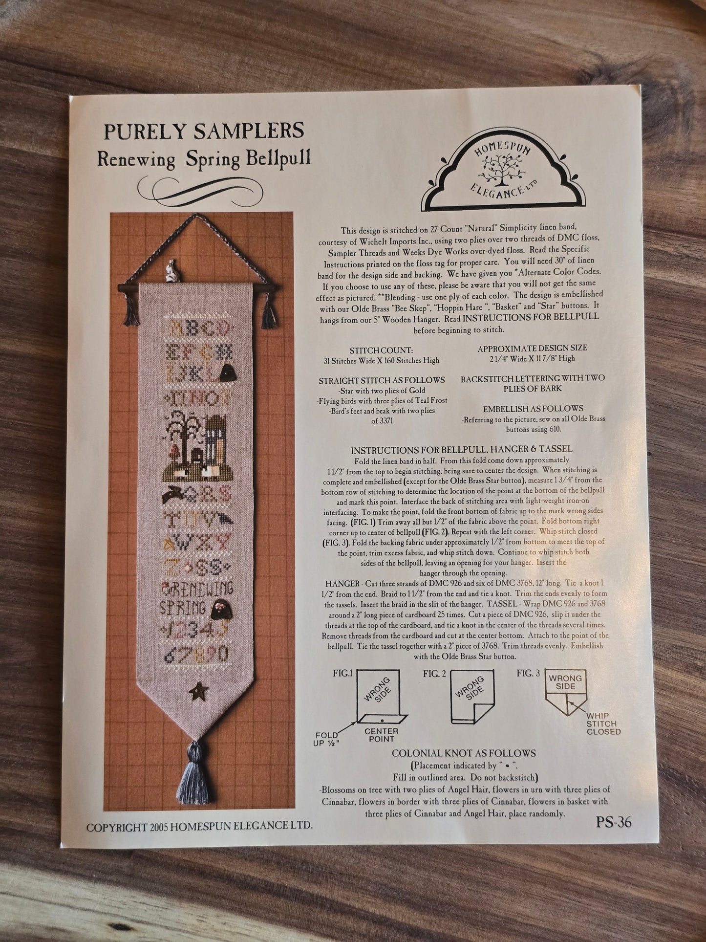 Homespun Elegance - Purely Samplers - Renewing Spring Bellpull - PS-36 - Cross Stitch Pattern