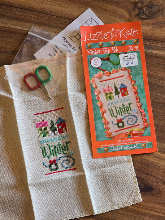 Lizzie Kate - Winter Fab Fob - K-51 - Completed Cross Stitch