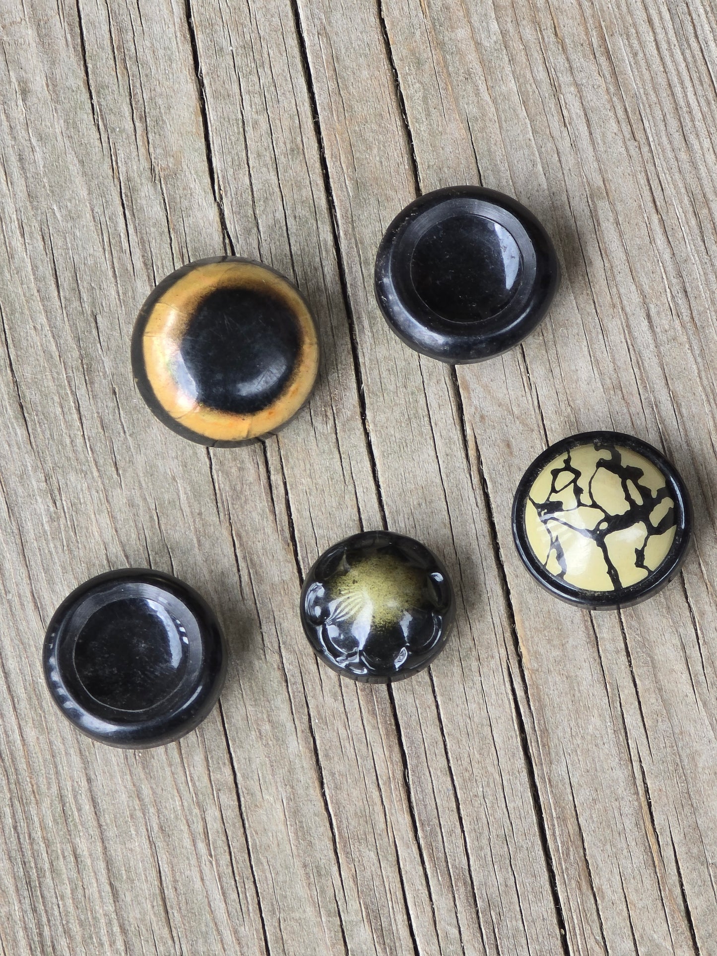 Vintage Black Metal Backed Buttons