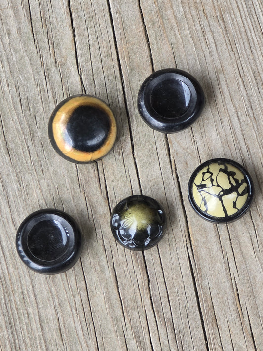 Vintage Black Metal Backed Buttons