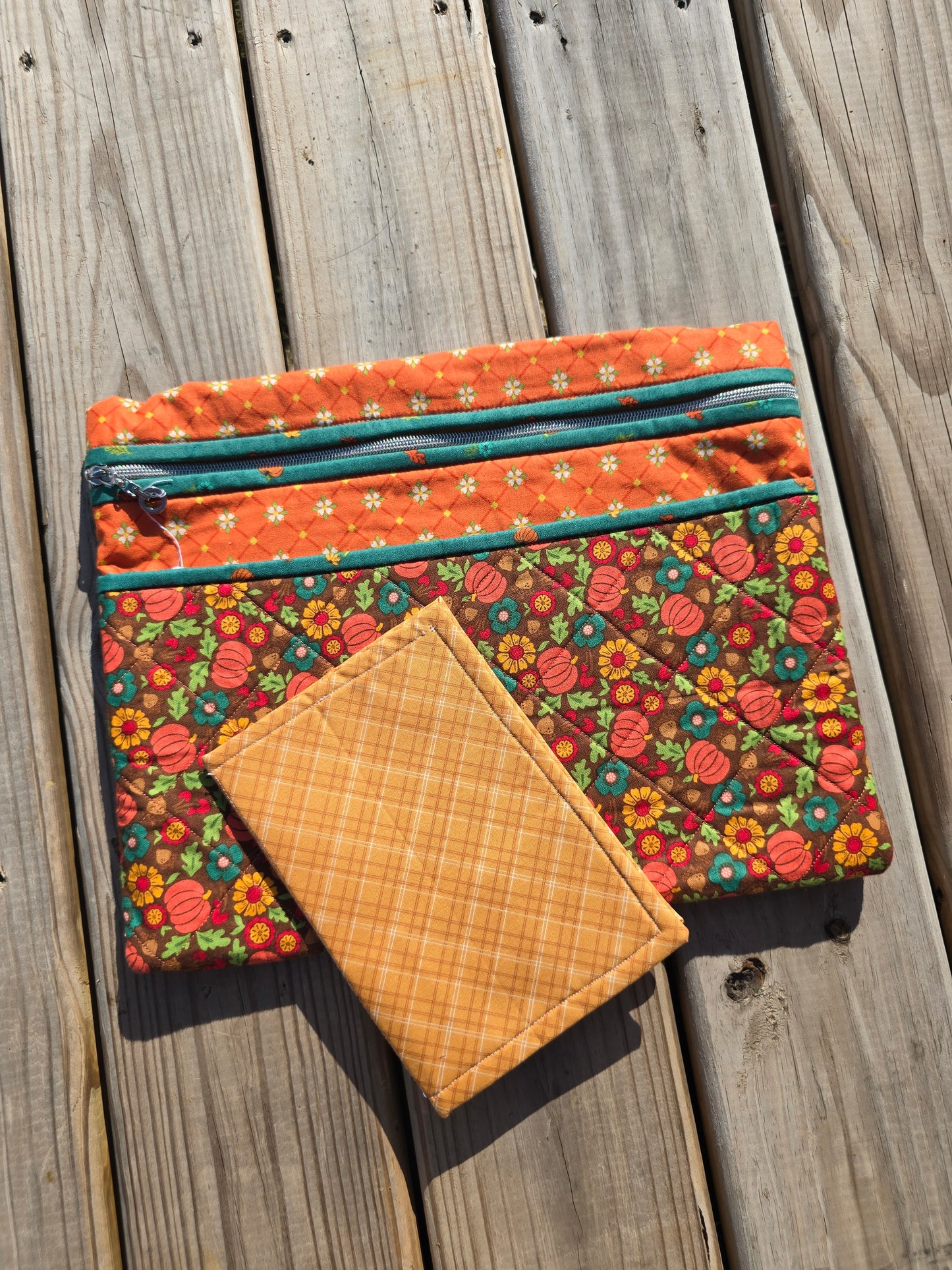 K Heinz Designz - Cloth Project Bag -  Pumpkin Floral