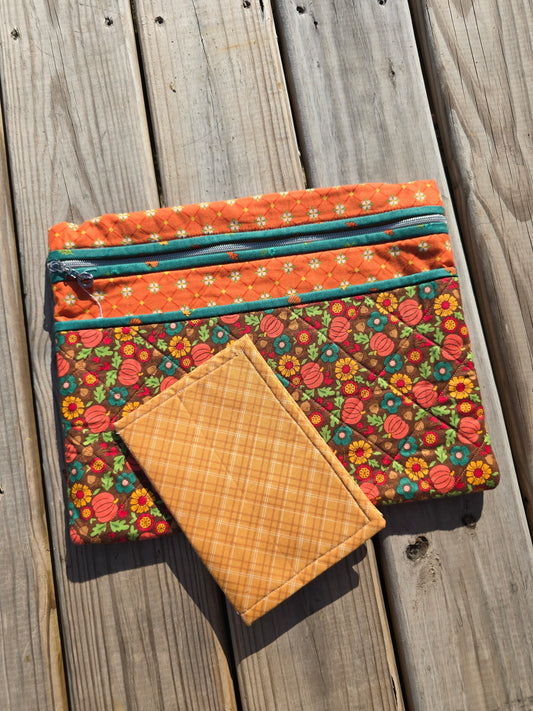 K Heinz Designz - Cloth Project Bag -  Pumpkin Floral
