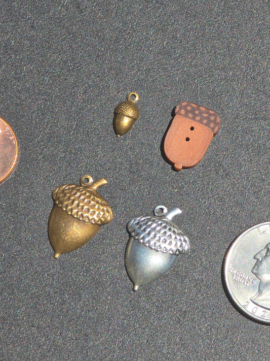 Set of Four Acorns -  - Notions - Charms - Buttons