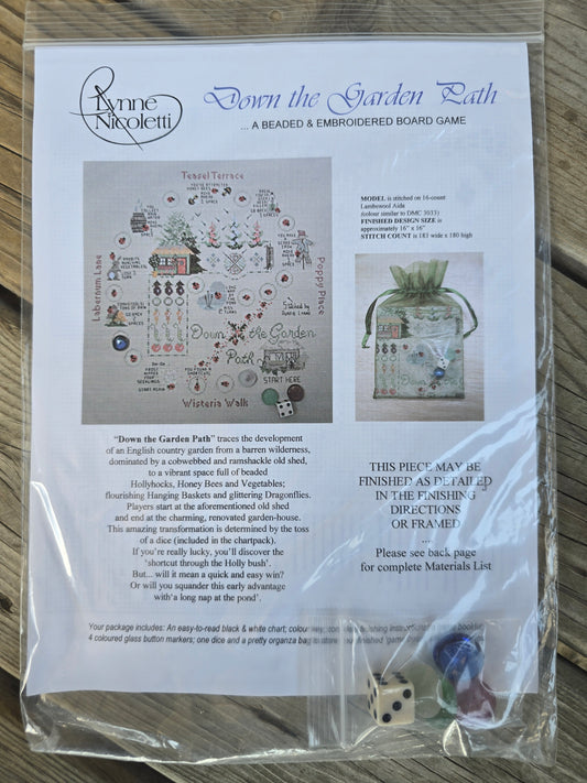 Lynne Nicoletti - Down the Garden Path - A Beaded and Embroidered Board Game - Cross Stitch Kit