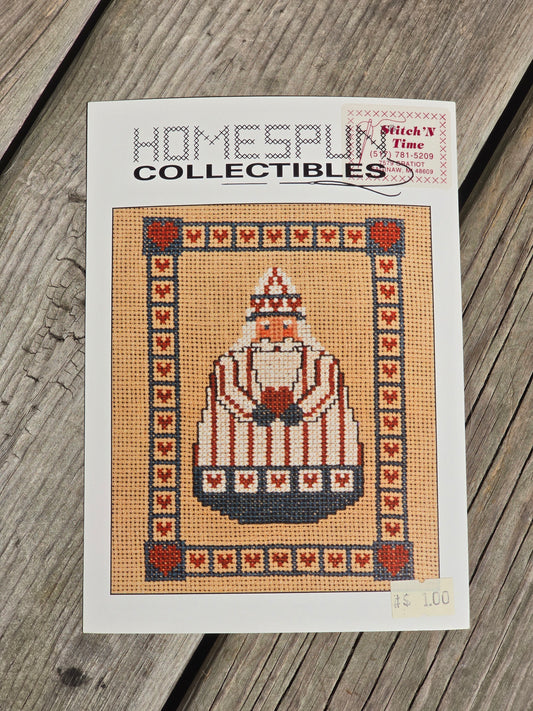 Homespun Collectibles - Striped and Heart Santa - #18 - Cross Stitch Pattern