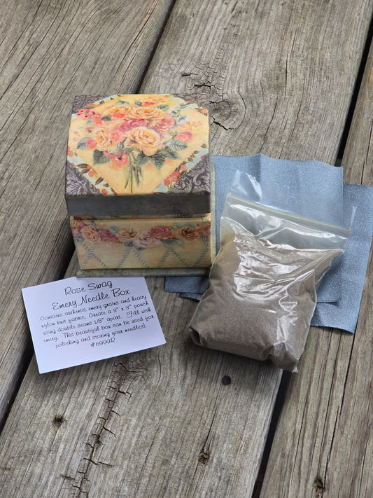 Lang Co - Bob's Boxes - Rose Swag Emery Needle Box - Notions