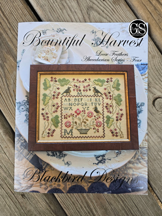Blackbird Designs - Bountiful Harvest - Loose Feathers Abecedarian Series - Four - Cross Stitch Pattern