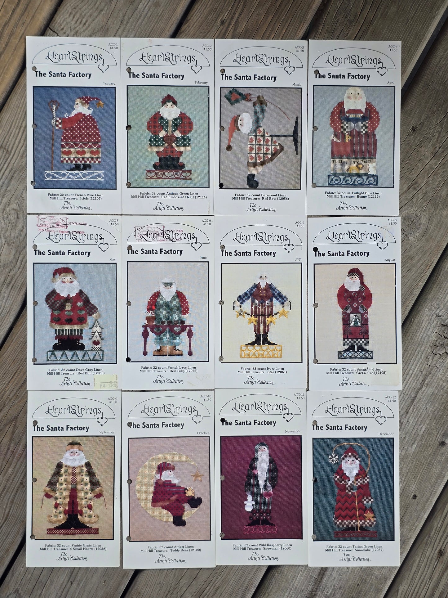 Heartstrings - The Santa Factory - Set of Twelve - January-December - Cross Stitch Pattern