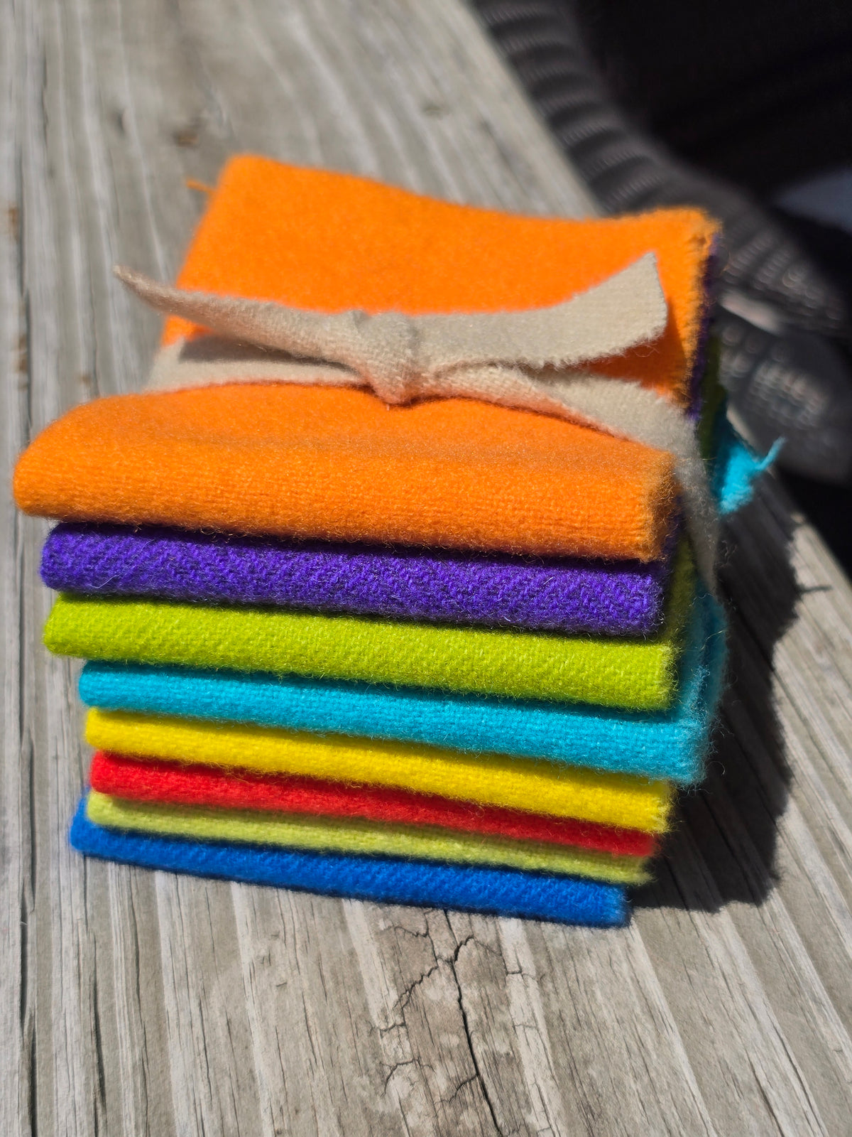 Petals and Blooms - Hand Dyed Wool Bundle - 8 Fat 16ths or 8 Fat 32nds - Little Box of Crayons Brights - Wool Fabric