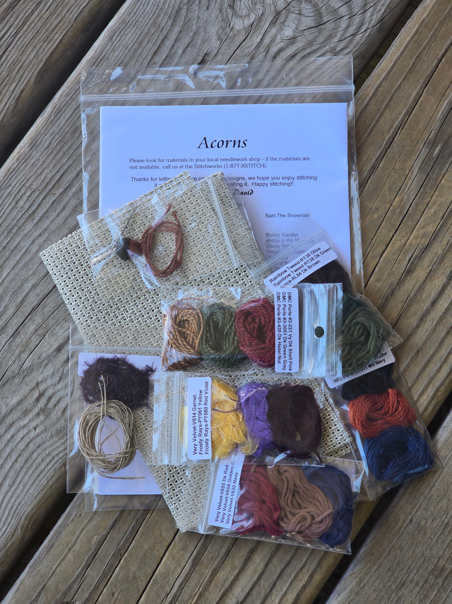 The Stitchworks - Fibers-n-Stuff - Acorns - Cross Stitch Kit