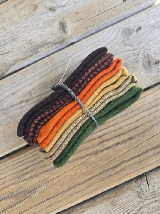 Petals and Blooms - Hand Dyed Wool Bundle - Fat Sixteenths - Fall Muted