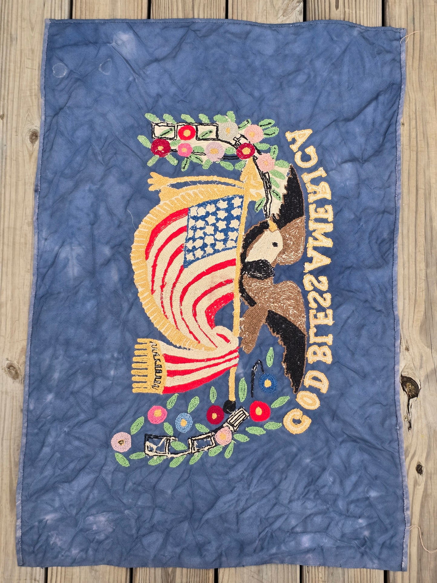 God Bless America Hooked Piece - Home Decor