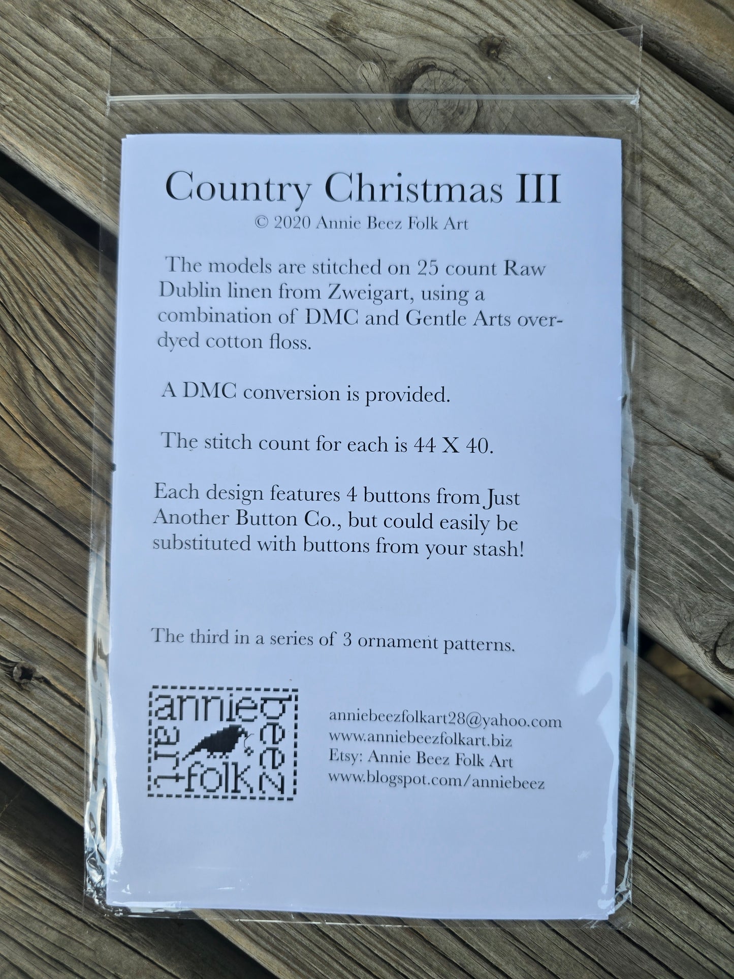 Annie Beez Folk Art - Country Christmas I,  II, III - Cross Stitch Patterns
