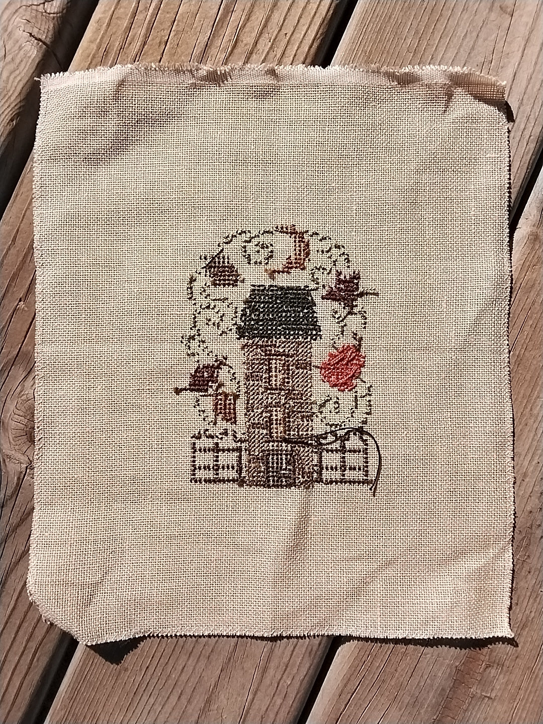 Bent Creek - Blackbird House Zipper - Completed Cross Stitch
