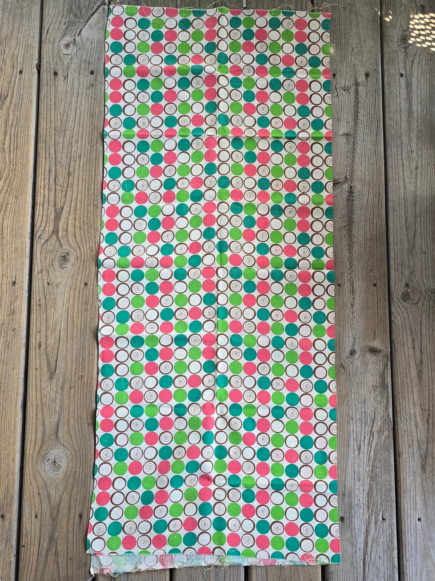 Green, Brown and Pink Circles - Linens - Feed Sack