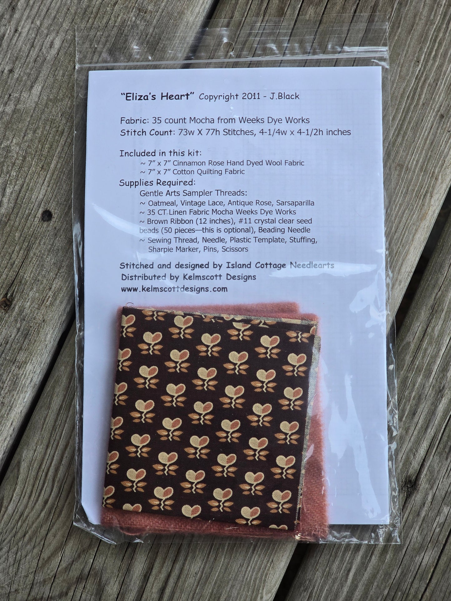 Island Cottage NeedleArts - Eliza's Heart - Wool Stuffie - Cross Stitch Kit