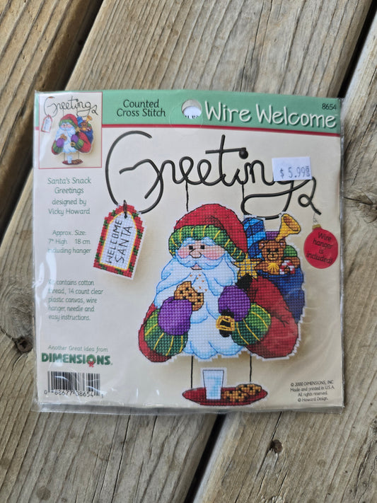 Dimensions - Wire Welcome - Santa's Snack Greetings - Cross Stitch Kit