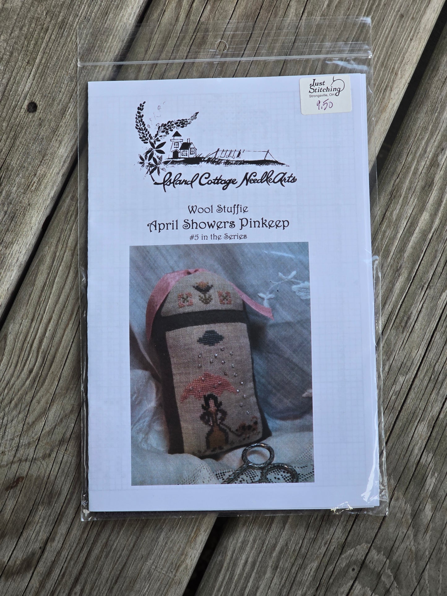 Island Cottage NeedleArts - April Showers Pinkeep - Wool Stuffie - Cross Stitch Kit
