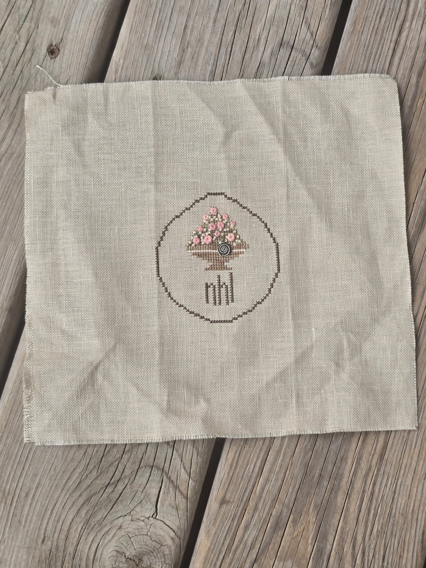 Flower Basket  - Completed Cross Stitch
