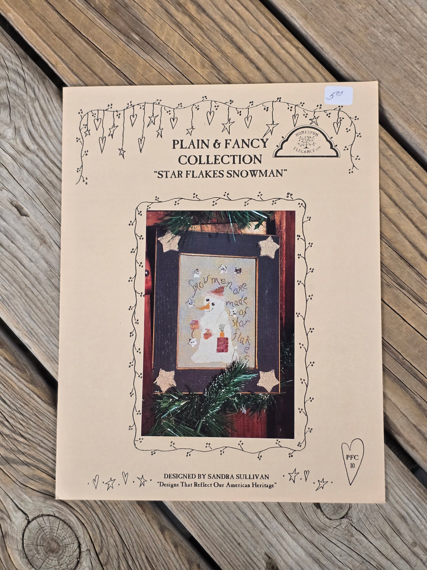 Homespun Elegance - Plain & Fancy Collection - Star Flakes Snowman - Cross Stitch Pattern