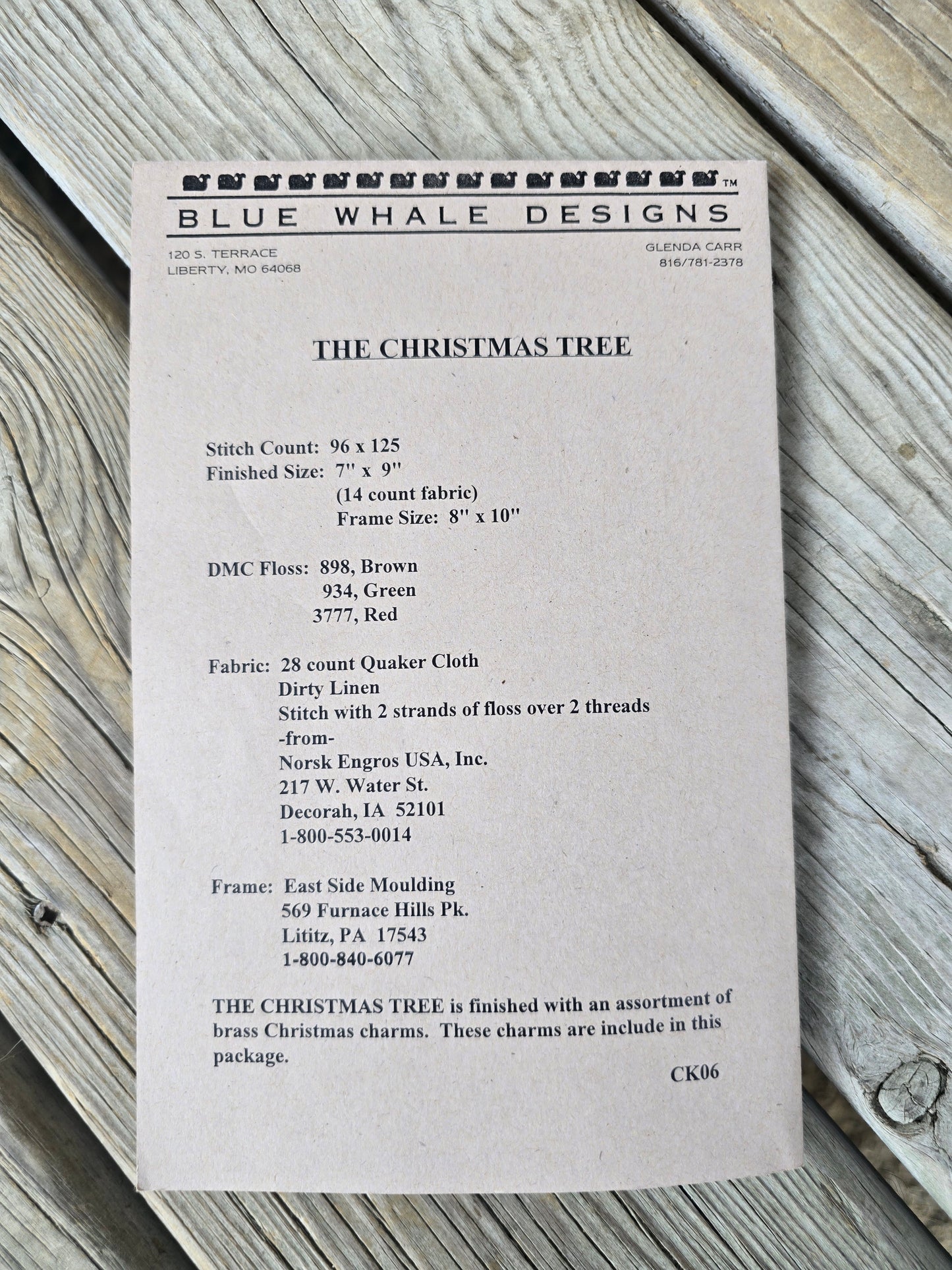 Blue Whale Designs - The Christmas Tree - Cross Stitch Pattern with Charms