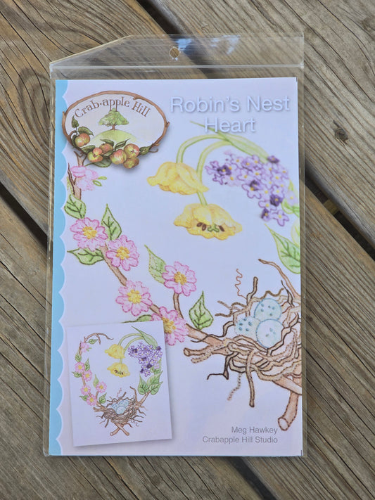 Crab-apple Hill - Robin's Nest Heart - Embroidery Pattern
