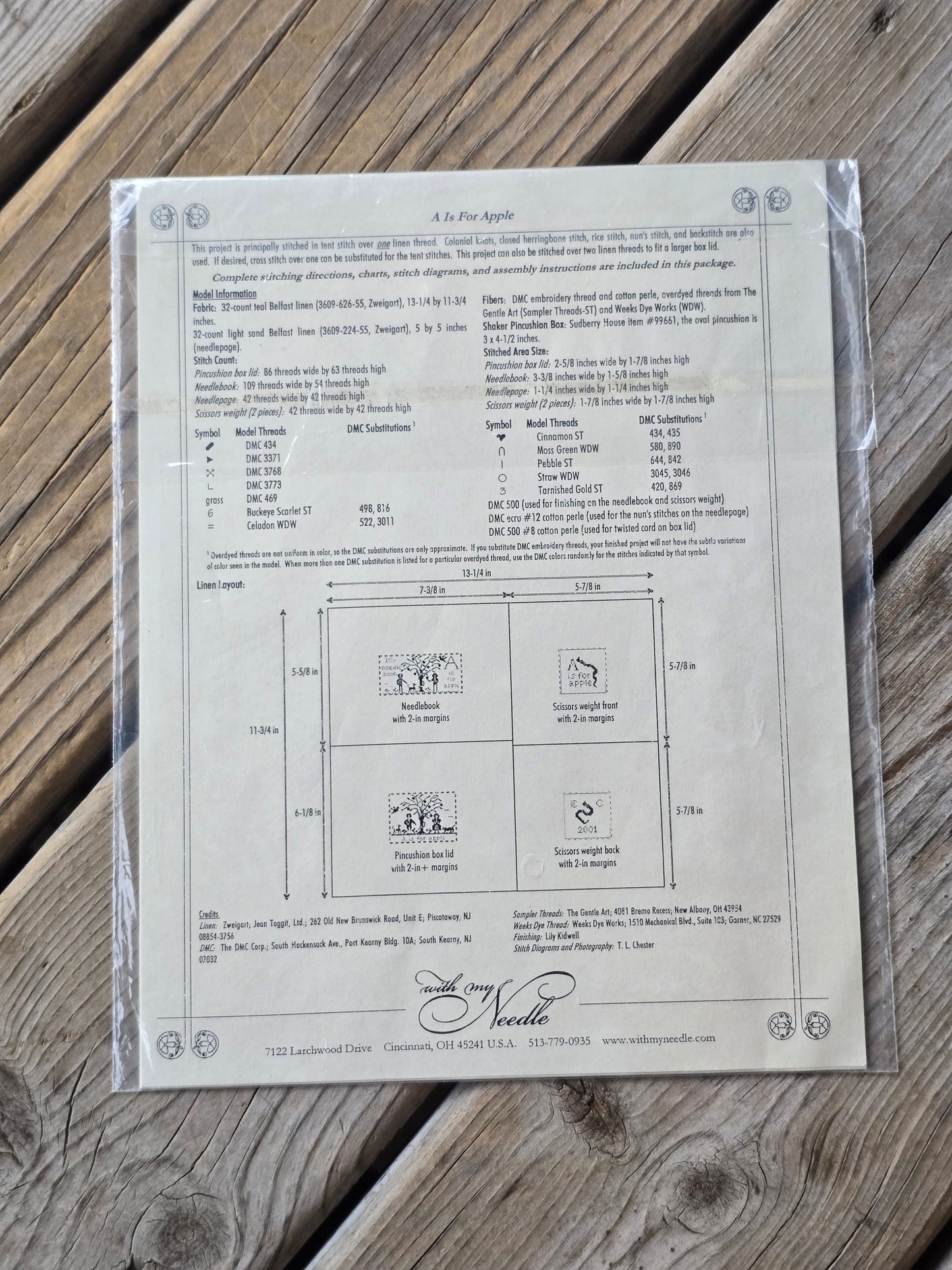 With My Needle - A Is For Apple - Cross Stitch Pattern