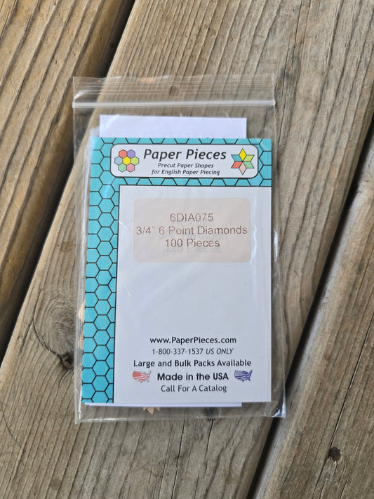 Paper Pieces - 3/4" 6 Point Diamonds - 100 Pieces