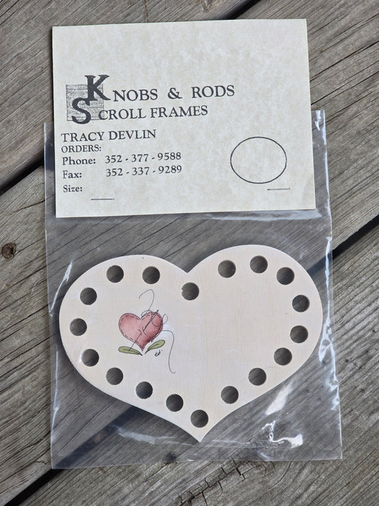 Knobs & Rods Scroll Frames - Heart Shaped Floss Holder - Notions