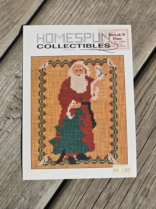 Homespun Collectibles - Santa with Tree and Dove - #11 - Cross Stitch Pattern