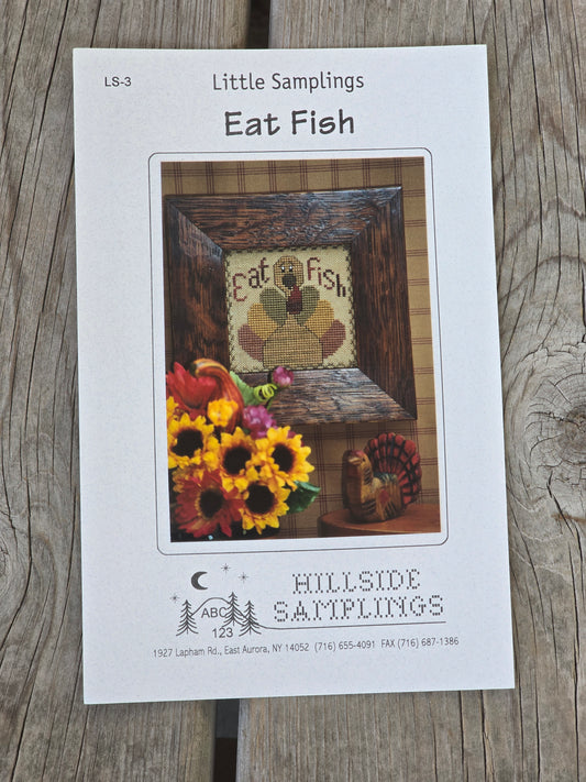 Hillside Samplings - Little Samplings - Eat Fish - Cross Stitch Pattern