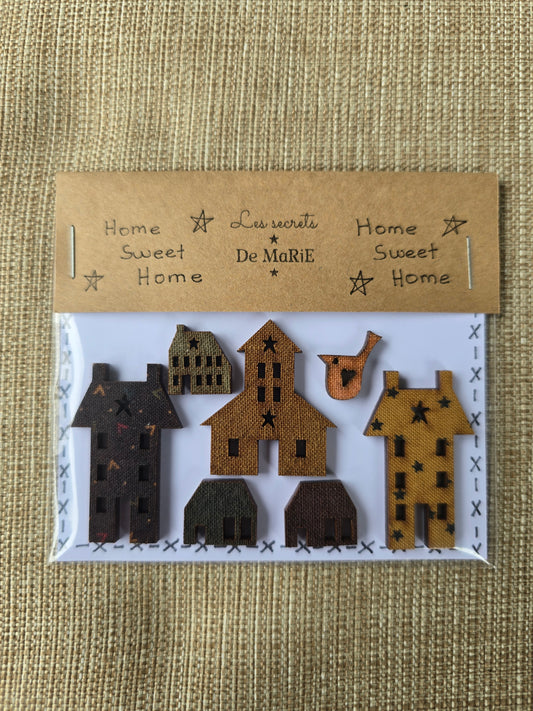 Les Secrets de Marie - Home Sweet Home Buttons with One Bird