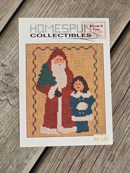 Homespun Collectibles - Santa with Girl - #9 - Cross Stitch Pattern