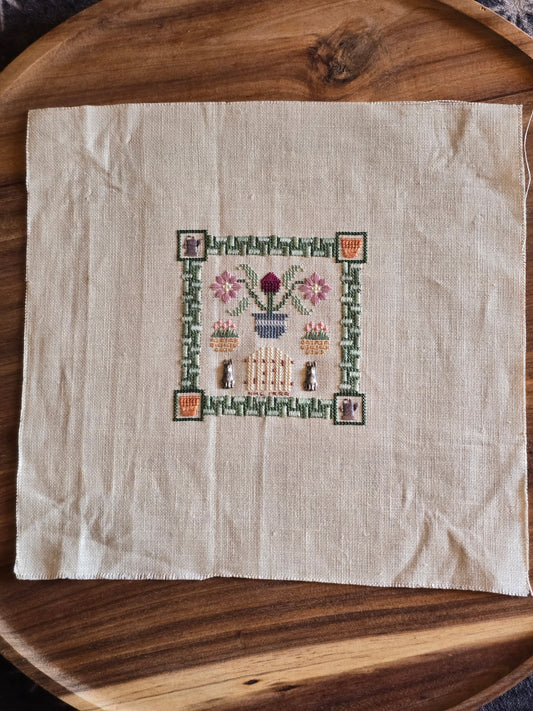 Elizabeth's Designs - Flowers & Friends - The Garden Path - Completed Cross Stitch