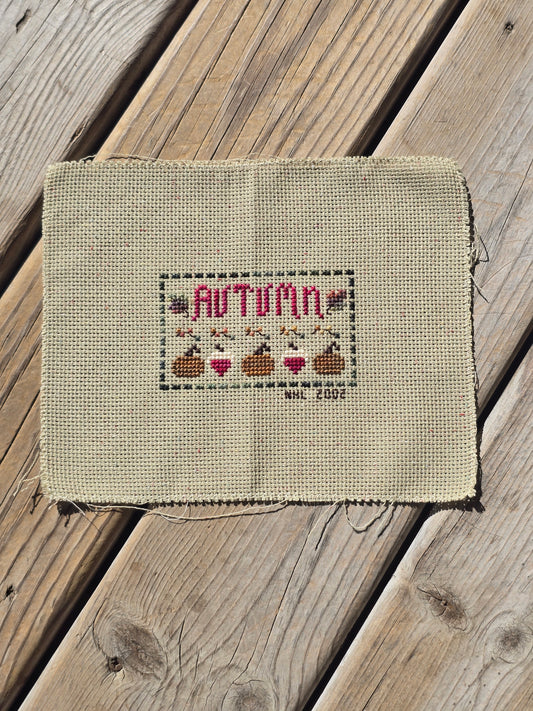 Autumn Pumpkin and Gourd - Completed Cross Stitch
