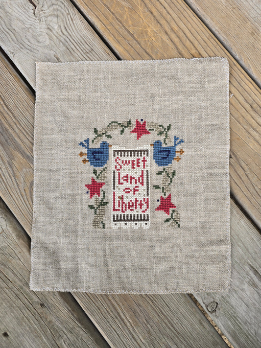 Bent Creek - Land of Liberty Zipper - Completed Cross Stitch