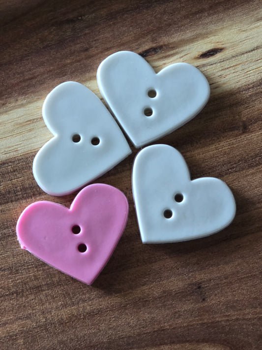 4 Plastic Heart Buttons