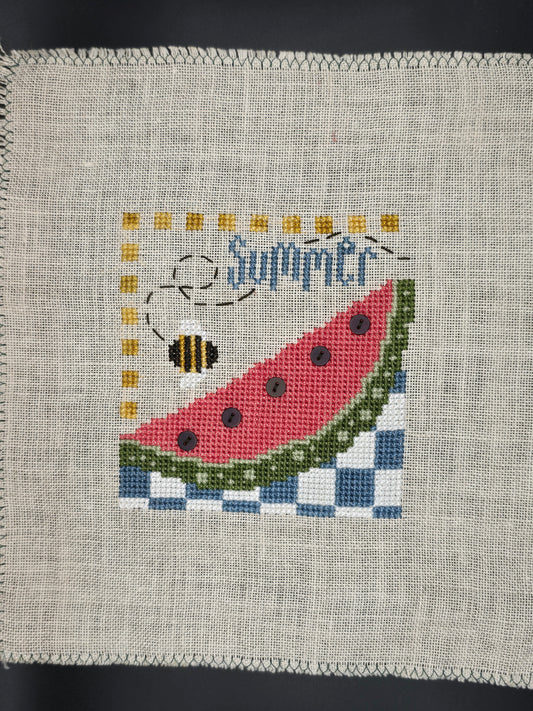 Bent Creek - Summer Zipper - Completed Cross Stitch