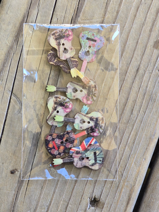 Wood Guitar Buttons