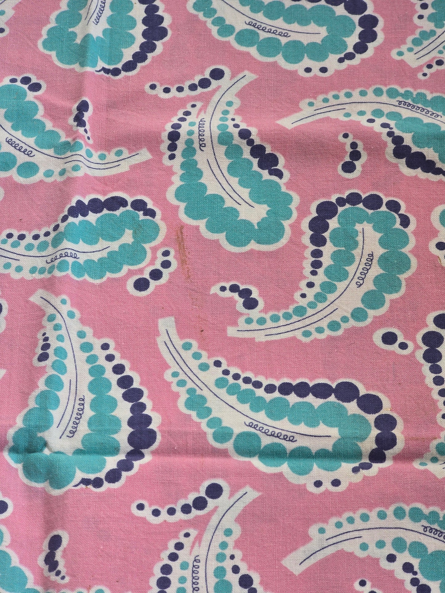 Pink, Mint and Blue Paisley - Linens - Feed Sack