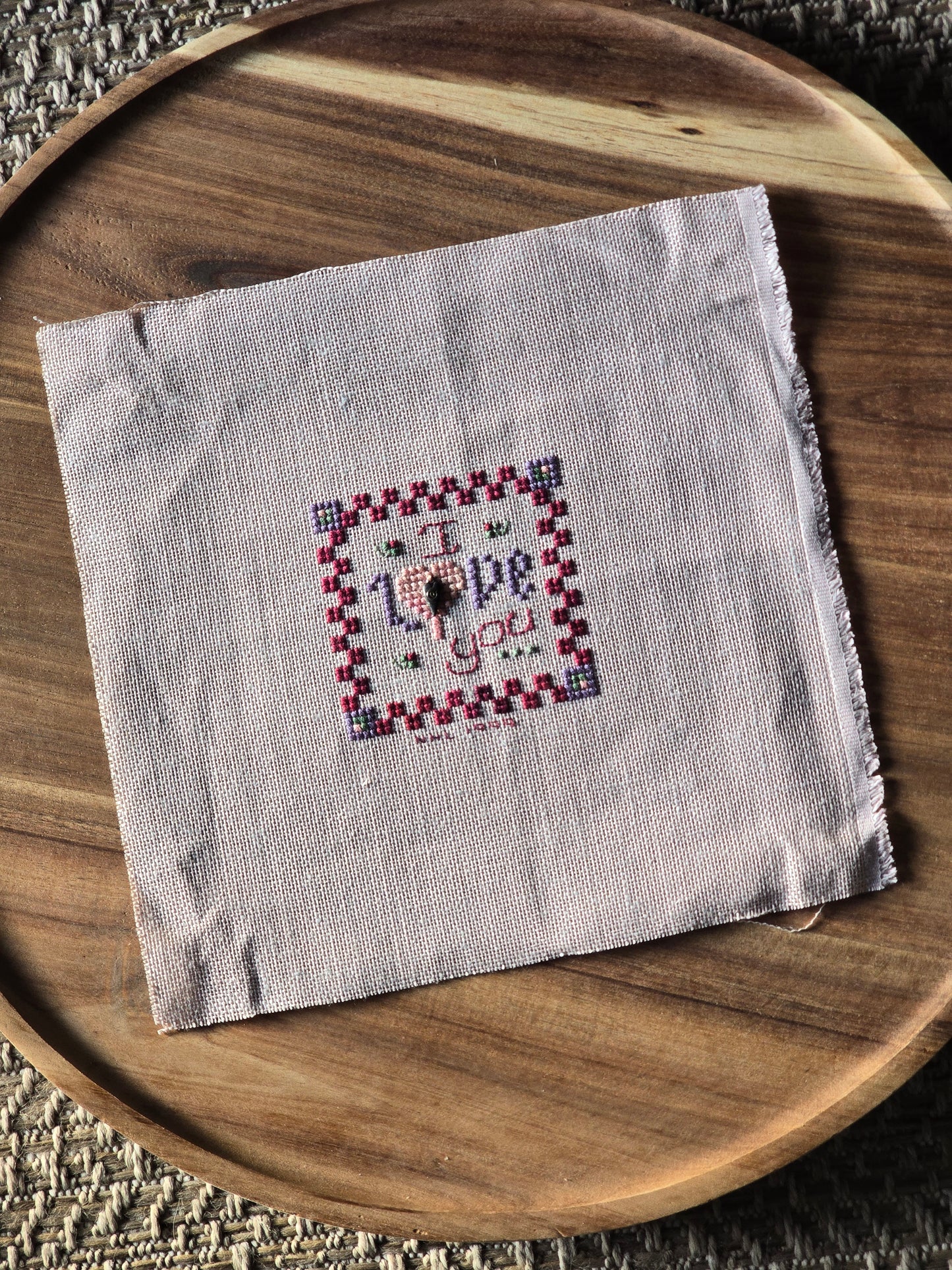 Shepherd's Bush - I Love You - Completed Cross Stitch
