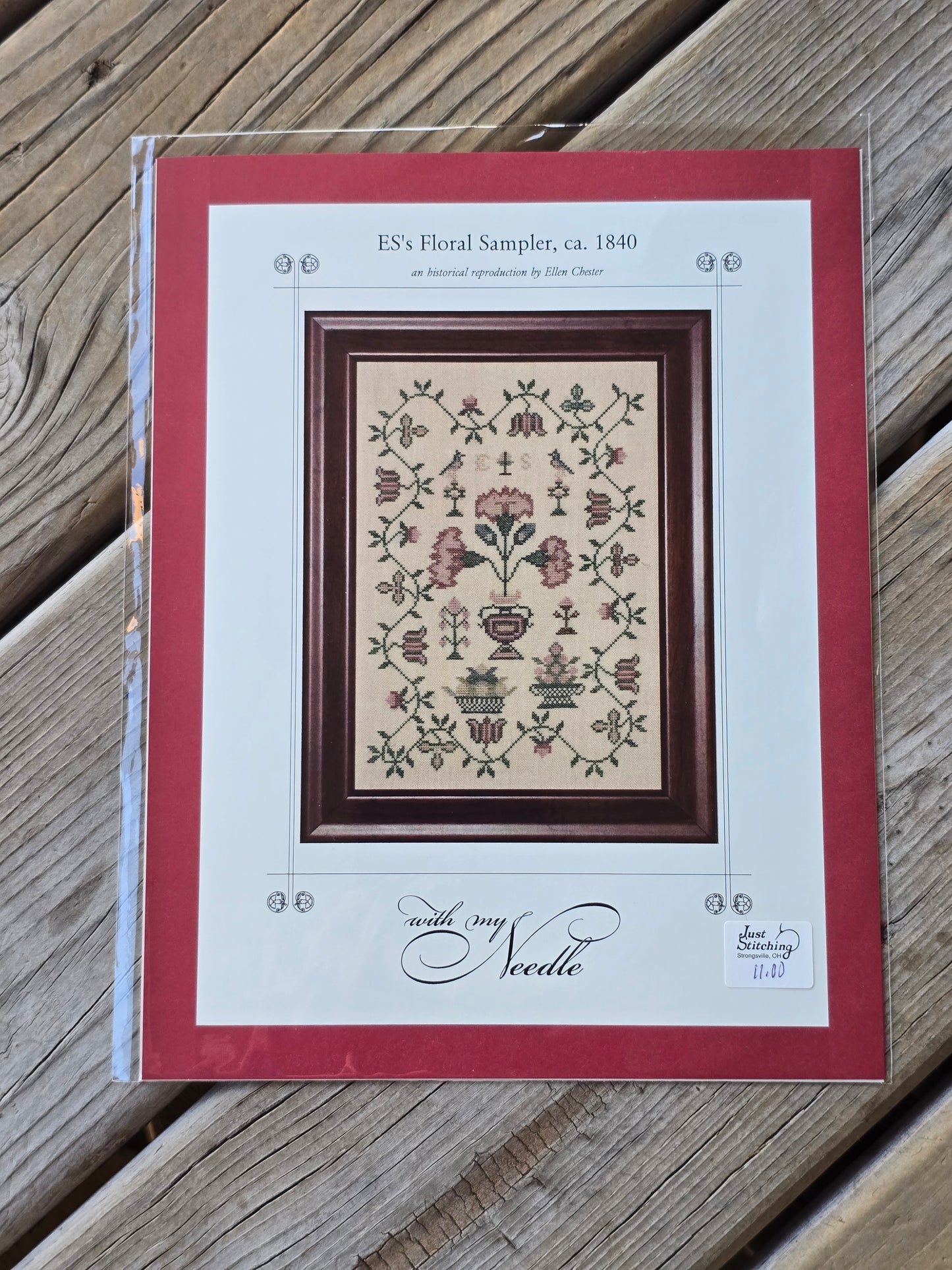 With My Needle - ES's Floral Sampler, ca. 1840 - Cross Stitch Pattern