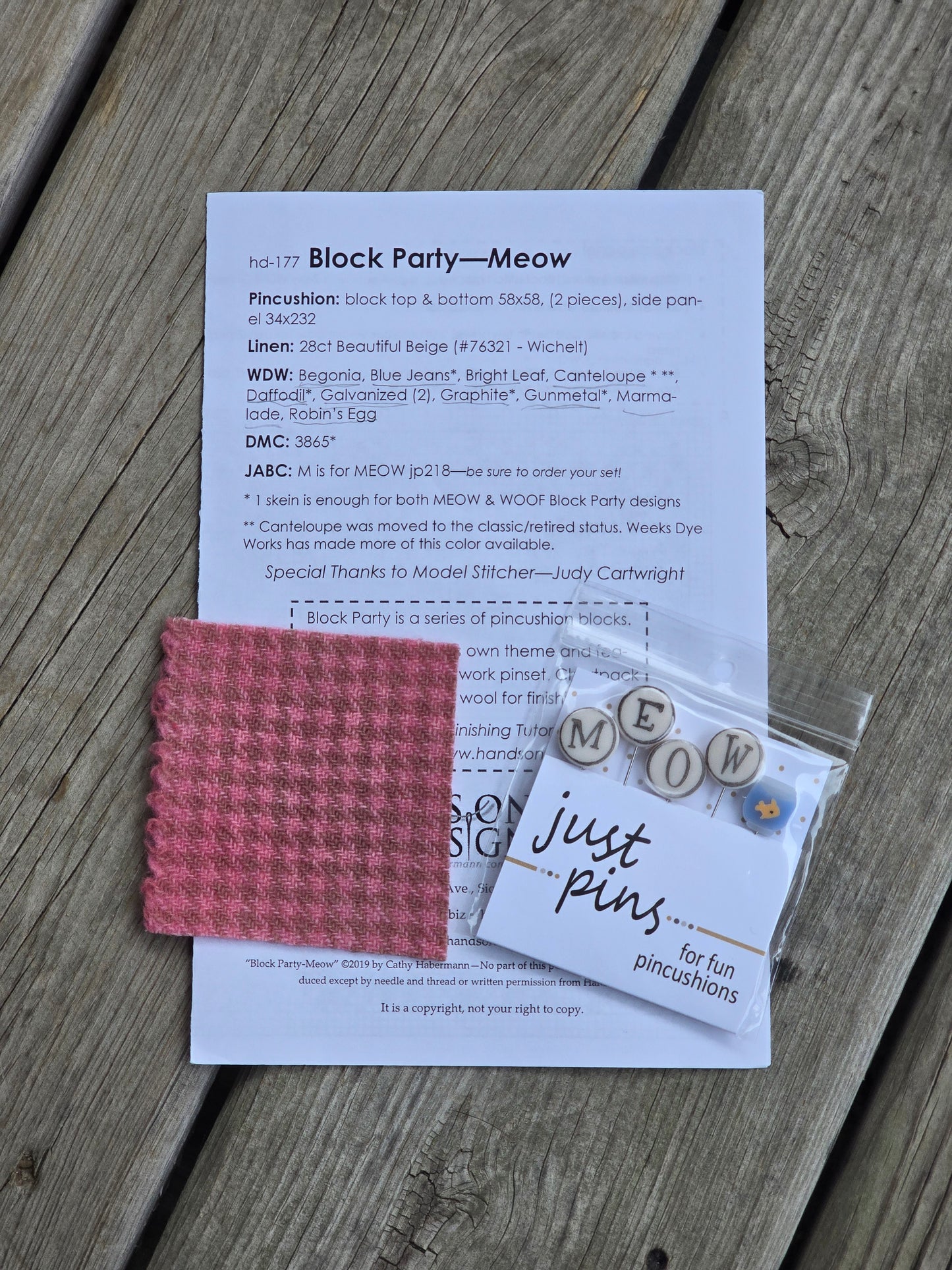 Hands on Designs - Block Party - Meow - Cross Stitch Pattern