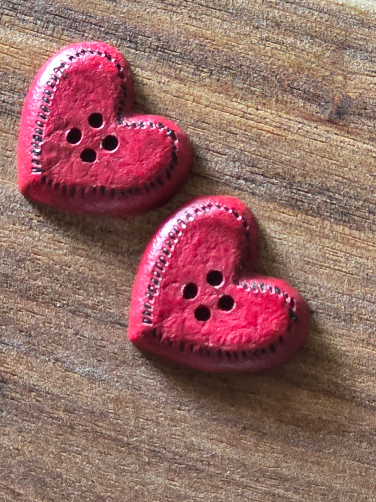 2 Plastic Heart Buttons
