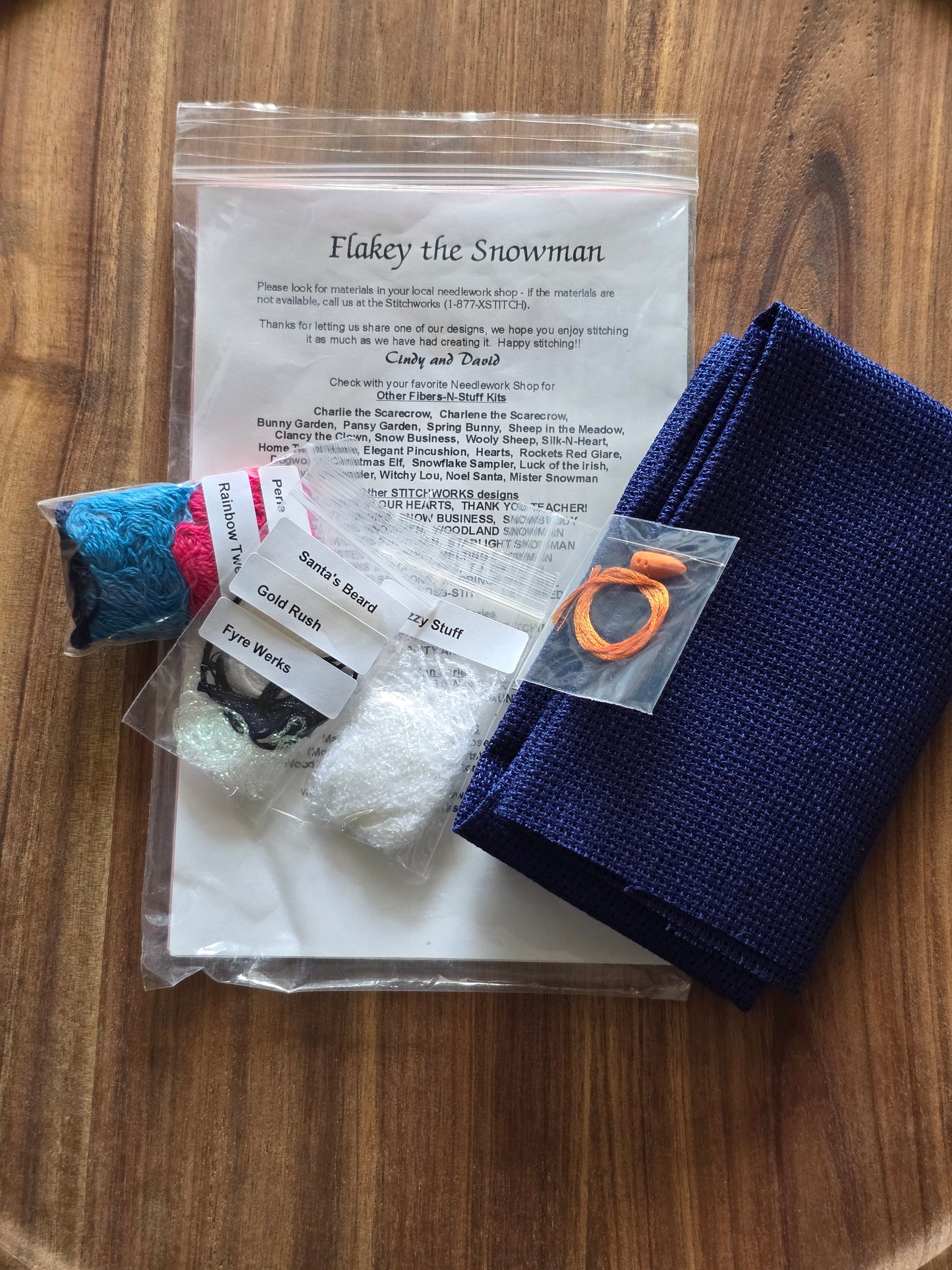 The Stitchworks - Fibers-n-Stuff - Flakey the Snowman - Cross Stitch Kit