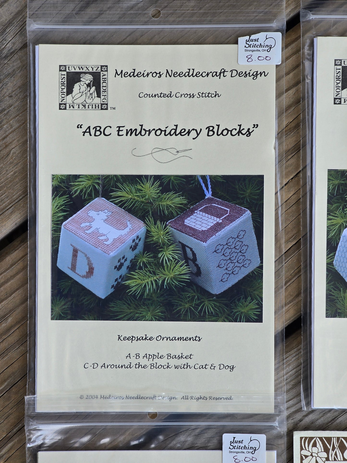 Medeiros Needlecraft Design - A-Z Embroidery Blocks (Set of 6) - Cross Stitch Pattern