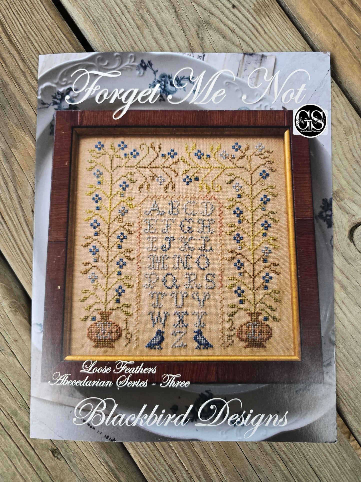 Blackbird Designs - Forget Me Not - Loose Feathers Abecedarian Series - Three Cross Stitch Pattern