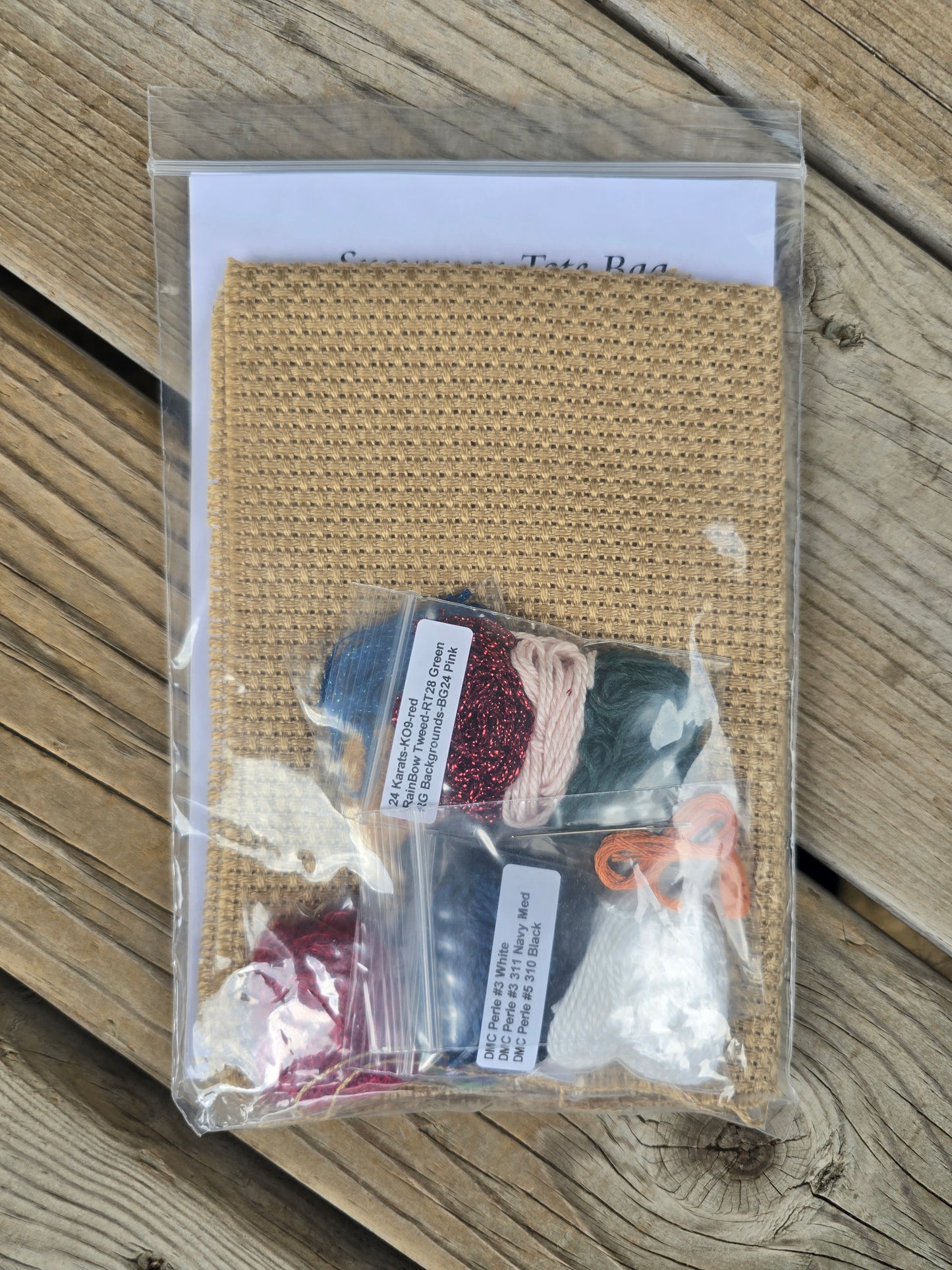 The Stitchworks - Fibers-n-Stuff - Snowman Tote Bag - Cross Stitch Kit