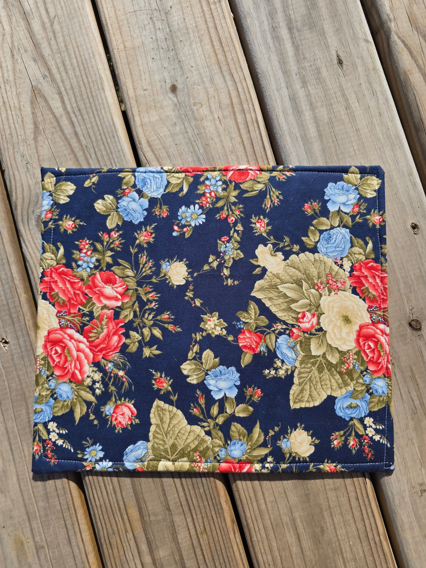 K Heinz Designz - Vinyl Project Bag - Blue Paisley and Red Floral